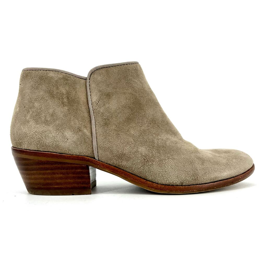 Sam Edelman: taupe suede ankle boots (5) block heel inside zip